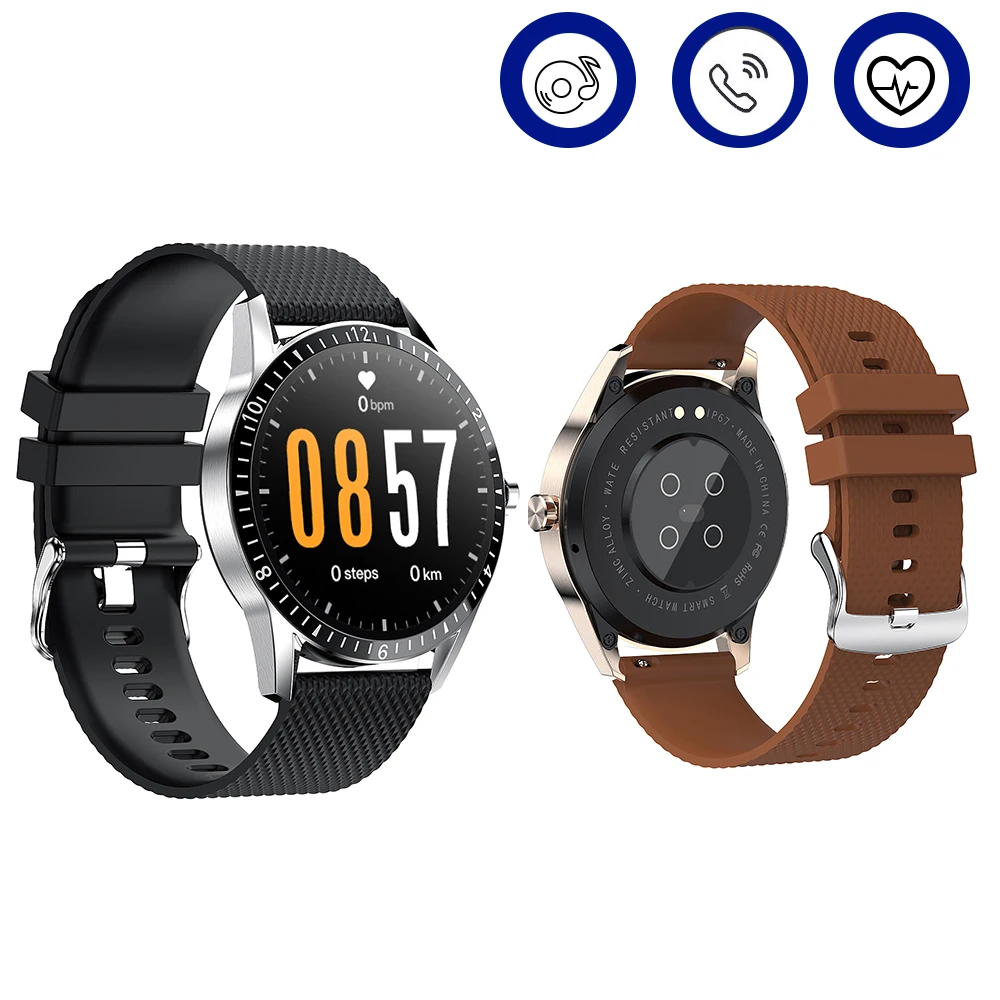 Bluetooth Вызов циферблат Мужчины Smartwat пульсометр монитор кровяного давления часы
