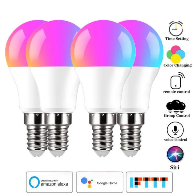 LED Smart Light Bulb Dimmable WiFi E14 Neon Lamp Siri Voice Control Alexa Google Home APP Remote Control Light Bulbs