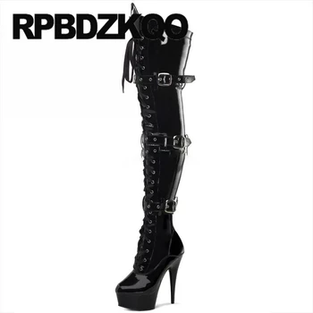 

over the knee black 9 stiletto dance high heel shoes luxury stripper waterproof winter boots women big size exotic dancer fetish