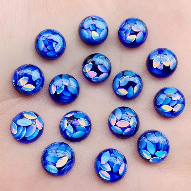 

25pcs New Glitter Filled Resin Round Flatback sapphire&colorful Crystal stones Cabochon DIY wedding decoration rhinestone -HB83