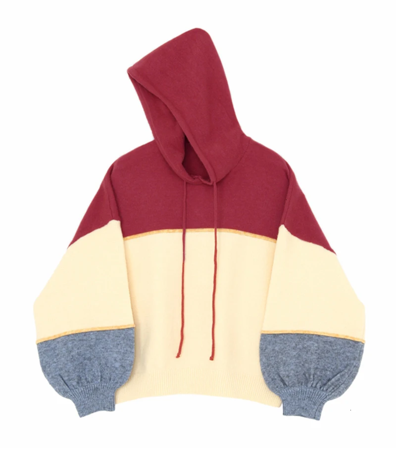 Вязаный свитер с разрезом большого размера, свободный крой, с капюшоном, с длинным рукавом, женские пуловеры, новая мода, Осень-зима 2019, F102