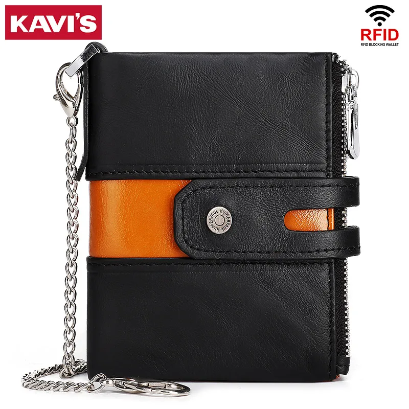 

KAVIS Leather Men Wallet Zipper Coin Purse Small Mini Card Holder Portomonee PORTFOLIO Male Money Bag Men Walet Pocket Boys Gift