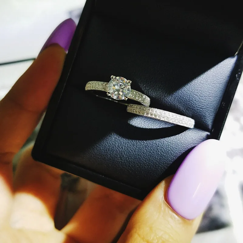 Настоящее 925 пробы, серебряное кольцо для женщин, обручальное кольцо, набор для невесты, ювелирные изделия для невесты, циркония LR779S