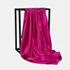 Foulard Hijab en Satin de Couleur Unie pour Femme, Châle Carré de 90cm pour Cheveux