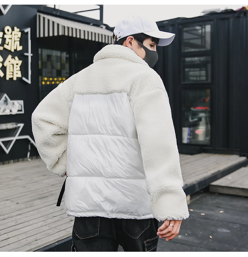 2019 мужская куртка из шерсти зимняя Лоскутная парка пальто Мужская теплая утепленная верхняя одежда модная шапка Съемная Мужская