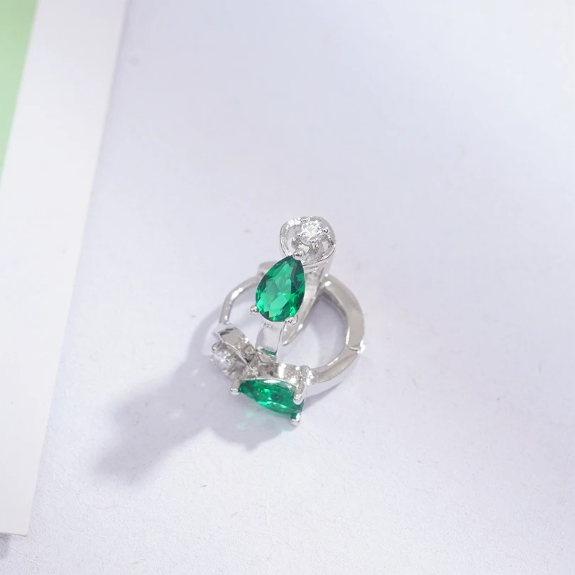 green Серьги оптом, серьги-кольца для женщин, белое золото, кубический цирконий, маленькие круглые серьги, подарок для девочек - Окраска металла: green