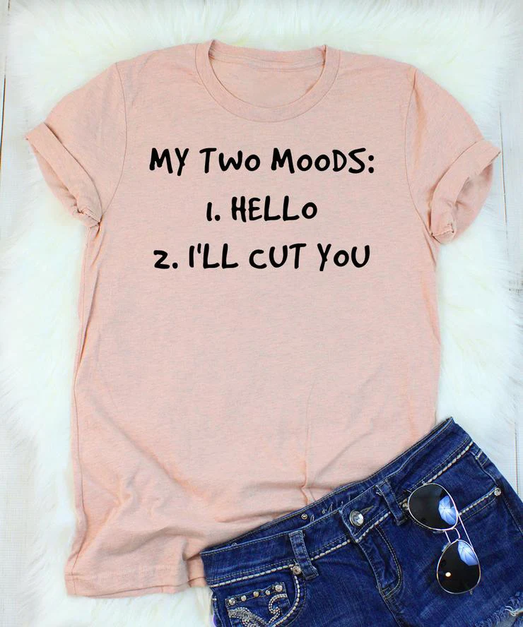 Мои два настроения Hello плохого кроя You забавные цитаты Повседневная рубашка