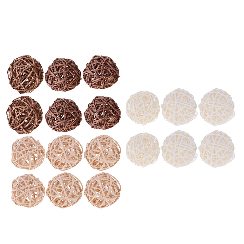 6 Pieces Handcrafts Embellishments Decorative Wicker Balls Spheres Rattan Twig Balls DIY Christmas Decor Room Decor 7cm