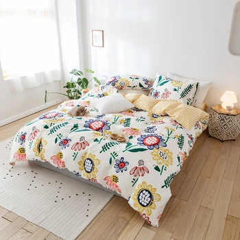 

Duvet Cover Pure Cotton 1 Piece Quilt Single Bed Queen King Bed Size Printing Machine Washable Pastoral Smooth Soft Bedlinen