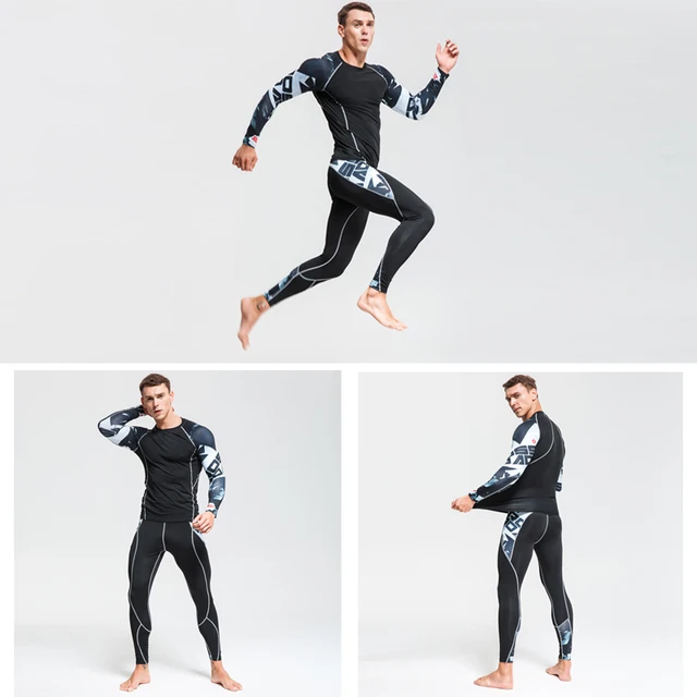 2021 Men Sportswear Compression Suits Breathable Gym Clothes Man Sports Joggers Training Gym Fitness Tracksuit Running Sets 4XL 5