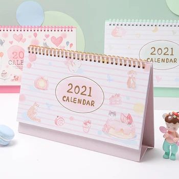 

2021 Cartoon Cat Desk Calendar Cute Table Calendars Timetable Planner