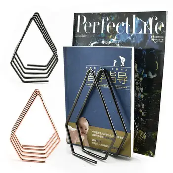 

New Conical File Storage Book Shelf Bookbends Desktop Nordic Wrought Iron File Holder Office Desk Storage Book Stand Organizer