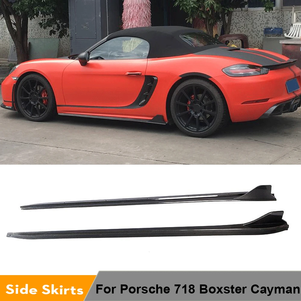 

Side Skirts For Porsche 718 Boxster Cayman 2016 - 2019 Side Skirt Extension Lip Door Steps Panels Carbon Fiber / FRP Black