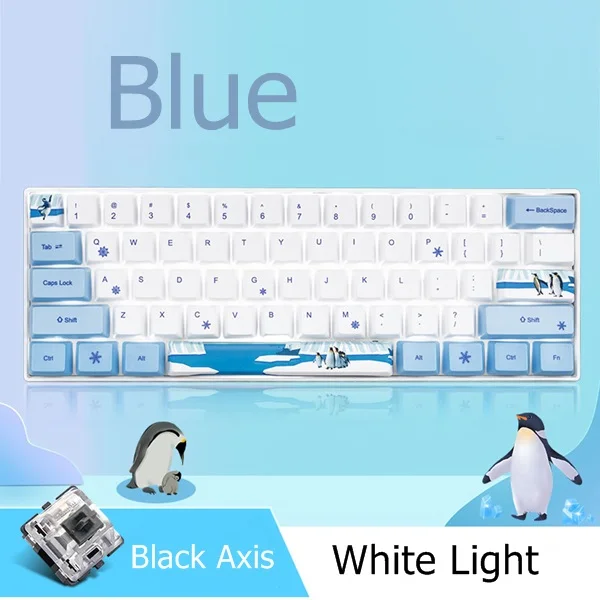 Blue Black Axis Ajazz AK61 розовый перезаряжаемый Bluetooth беспроводной/проводной двойной режим механическая клавиатура для настольного мобильного телефона чистый белый светильник - Цвет: Blue Black Axis