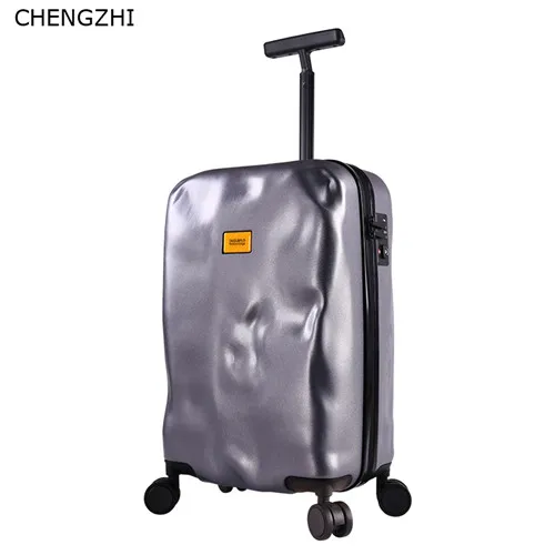CHENGZHI Личность ретро повреждения Стиль PC чемодан на колёсиках Spinner бренд путешествия Suitcas на колесах 2" 22" 2" 26" 29 дюймов - Цвет: gray