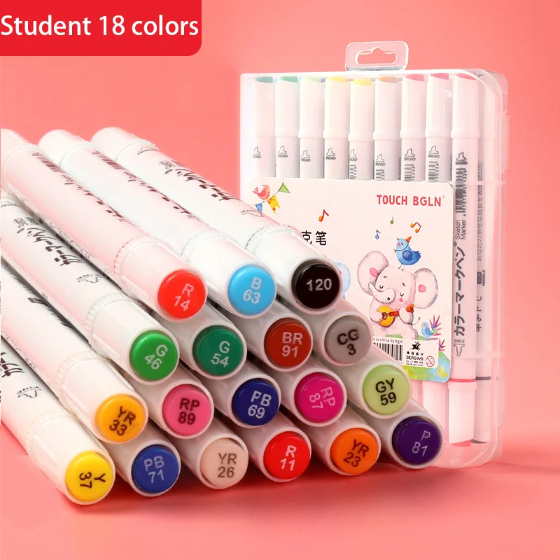 BNLG набор маркеров 24 цвета для начинающих двойная масляная ручка маркеры для детей ручная роспись граффити окрашенные маркеры товары для рукоделия - Цвет: 18 colors