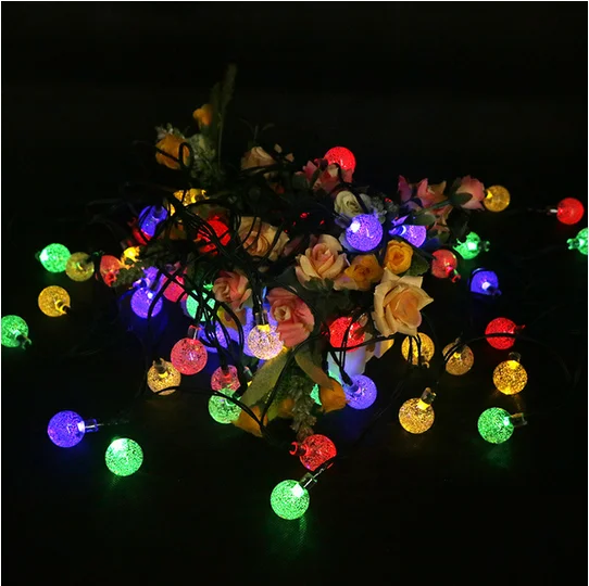 Multi color SZYOUMY 60 светодиодный хрустальный шар струнные светильники, лампа с солнечной батареей наружная гирлянда светильник сказочные лампы Рождественские Свадебные украшения - Испускаемый цвет: Multi color