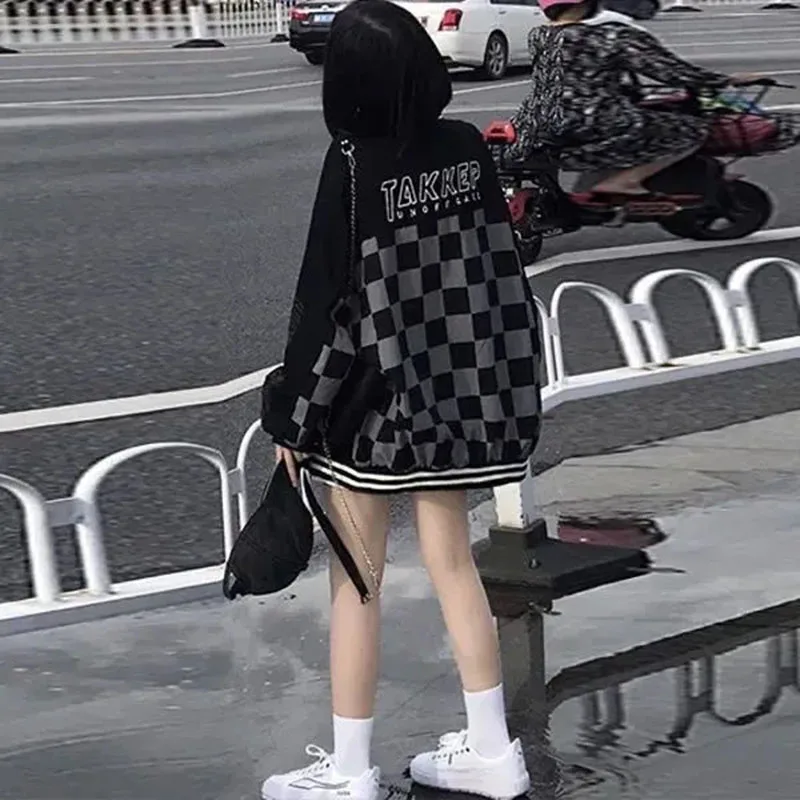 Новинка пальто и куртки осенняя японская Ретро клетчатая бейсбольная униформа в