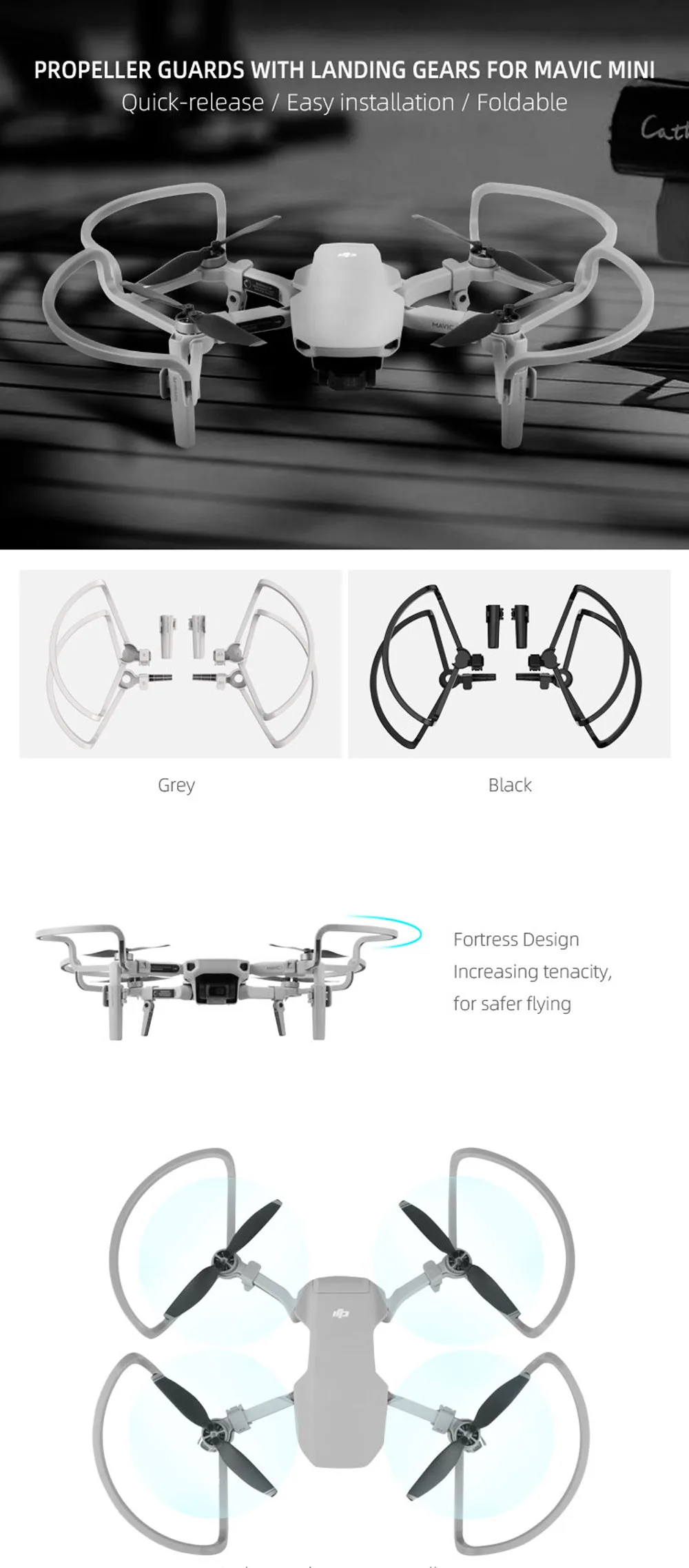 4 шт. защита пропеллера со складными шасси для Mavic мини Лопасть Винта дрона Защитные комплекты аксессуары
