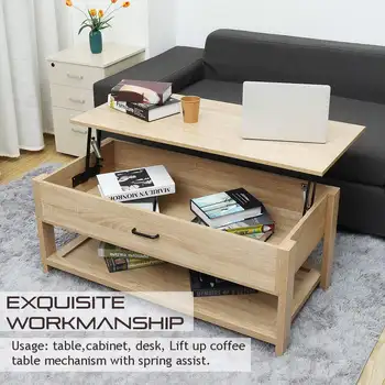 

Modern Adjustable Lift Top Coffee Table Hidde Storage Compartment Home Room Wooden Compartment Storage Furniture 105x50x45cm