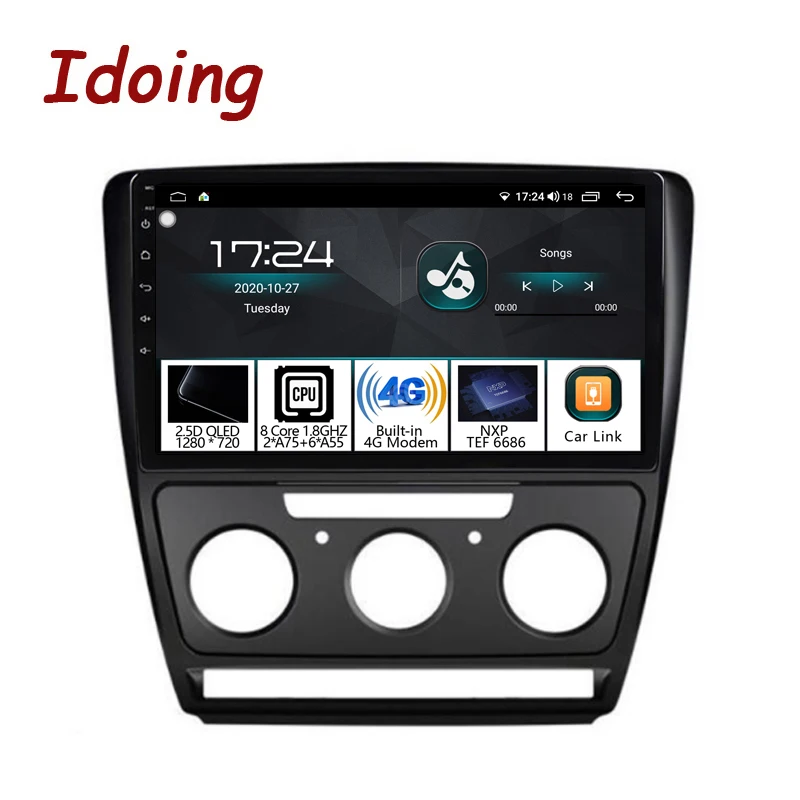 Idoing Android Head Unit Plug And Play For Skoda-Octavia 2 A5 2008-2013 Car Radio Video Player Navigation GPS Accessories Sedan