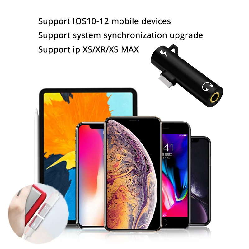 Адаптер для наушников для iphone, разъем для гарнитуры, двойной адаптер для iphone 7 8 Plus X 3,5 мм, Аудио гарнитура, кабель для синхронизации и зарядки, USB