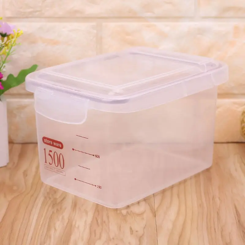 Блокировка прозрачный пластик кухня еда зерновых зерен бобов рисовые контейнеры для хранения банки канистра коробка 3 размера 72XF