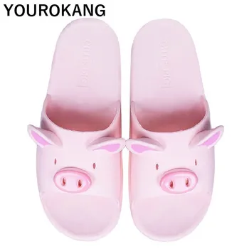

Summer Couple Shoes Home Slippers Cute Indoor Non-slip Bathroom Slippers For Lovers Pig Cartoon Women Slippers Lovely Household