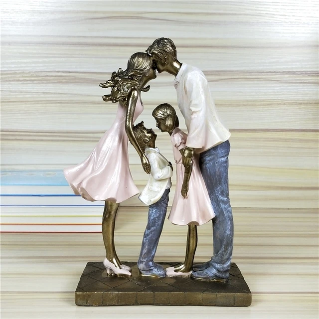 Holiday Family Sculpture Handmade Resin Statue 3
