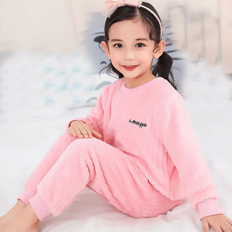 2021 Fashion Pajamas Baby Boy Clothes  For Girls Clothing Coral Fleece Children Home wear Children Fleece Pajamas 3-10 Age best pajama set	