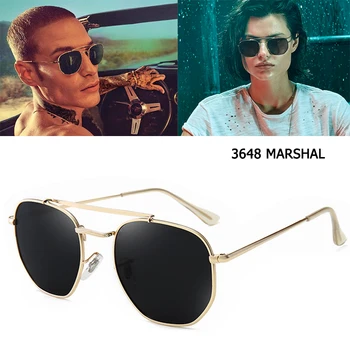 

DPZ Fashion Polygon Metal Style 3648 MARSHAL Polarized Sunglasses Unisex Vintage Classic Brand Design Sun Glasses Oculos De Sol