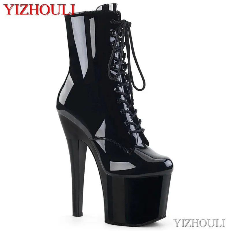 

Small square root, 17cm high heel, low heel boots for dinner party, 7in high heel upper, pole dancing of stage model, ankle boot