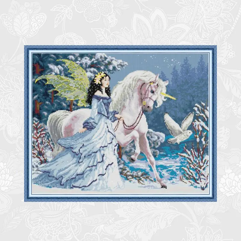 

Elves Riding Unicorns Patterns Count Cross Stitch Printed on Canvas DMC 11CT 14CT Handwork kits Needlework Embroidery Painting