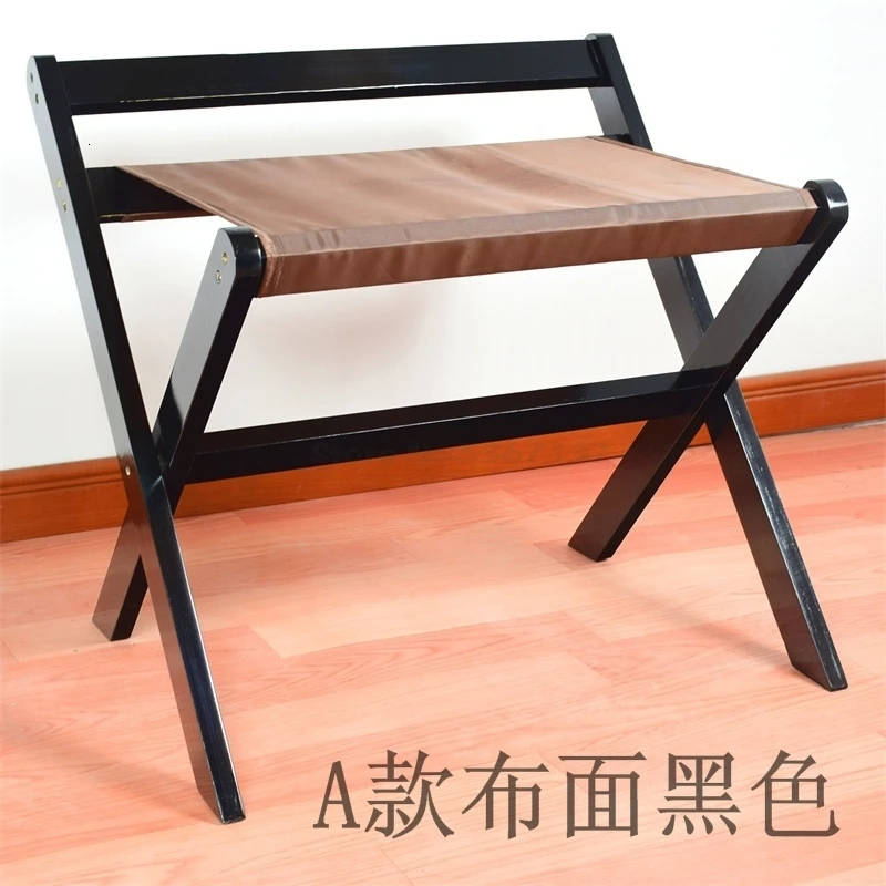 Hotel Luggage Rack Bedroom Shelf Floor Folding Home Bedside Clothes Room Solid Wood Hotel Furniture - Цвет: RiceWhite