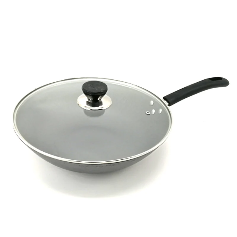 Чугунный горшок ВОК плоское дно индукционная плита Железный антипригарный сковорода без покрытия приготовления вок 32 см