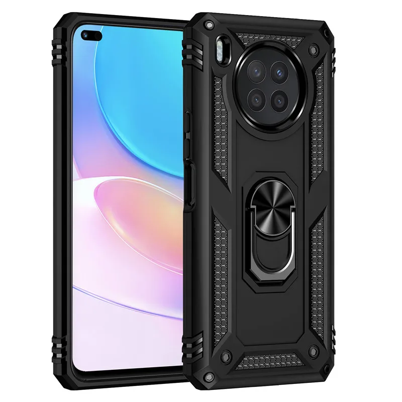 KEYSION Shockproof Armor Case for Honor 50 Lite 20 9A 9S PC+Silicone Ring Stand Phone Back Cover for Huawei Y7A Y9A Nova 8i Y60 waterproof cell phone pouch