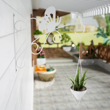 

Butterfly Shape Home Decor For Flower Pots Wind Chime Patio Lanterns Balcony Bird Feeder Wall Hook Hanging Plant Bracket Iron