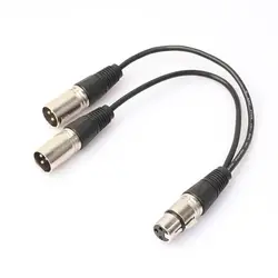 Прочный гибкий с серебряным покрытием 3 Pin XLR для женщин Двойной внешний аудиоадаптер кабель для микрофона усилитель черный