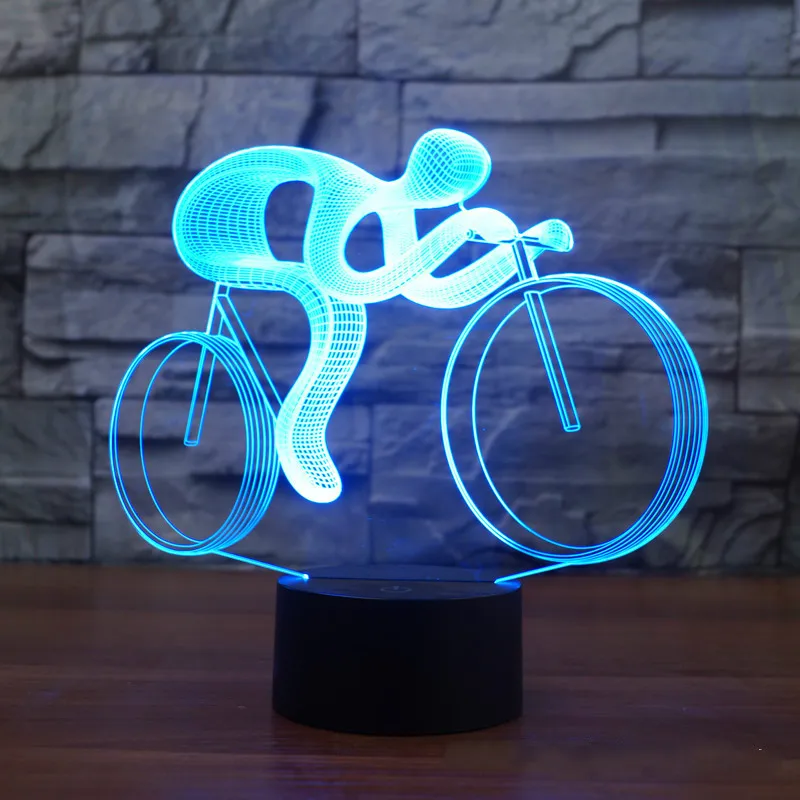 Форсаж Spinoff Супербайк мотоцикл езда 7 цветов лампа 3d Визуальный светодиодный ночник дети сенсорный Usb ночник - Испускаемый цвет: 7 Colors Changeable