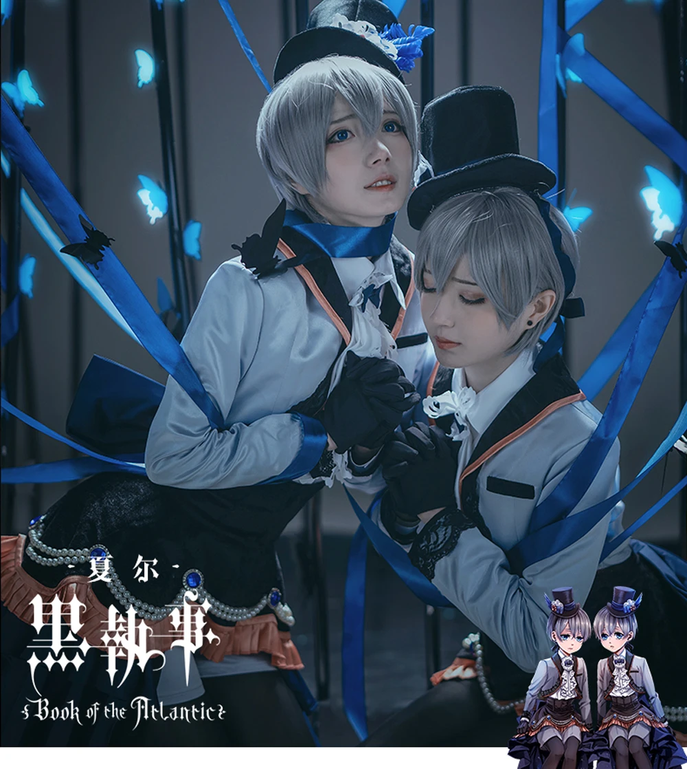 VEVEFHUANG Черный Дворецкий Ciel Phantomhive Косплей Костюм Близнецы Готическая Униформа платье костюмы на Хэллоуин для женщин Мужская одежда