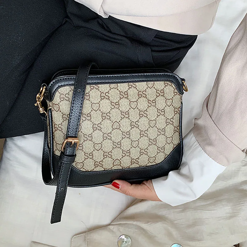 

ETAILL 2019 Women Canvas PU Leather Handbags Purses Plaid Shell Shape Bag High Quality Big Capacity Female Shoulder Bag