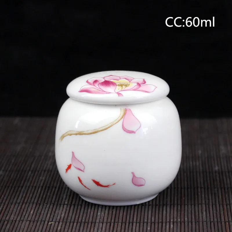 5.5x5.6cm Ручная роспись керамических чайных банок, маленькие портативные мини банки для зеленого чая, герметичные банки для хранения порошковой мази, резервуары для хранения чая для путешествий - Цвет: 5.5x5.6cm
