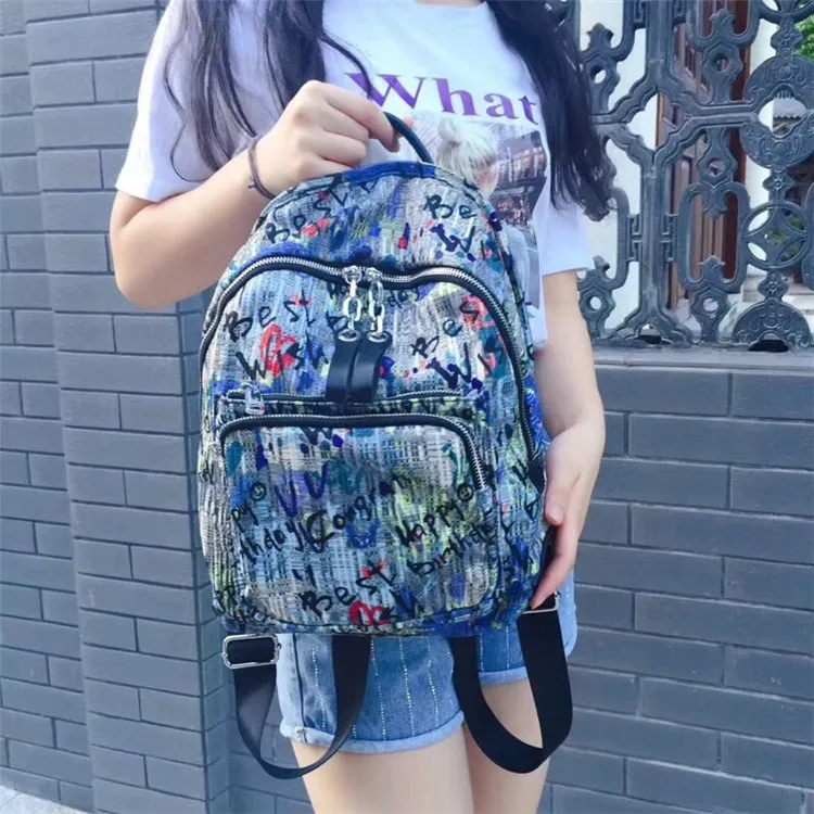 

2019 New Style Backpack Oxford Cloth Floral Delicacy Backpack Elegant Leisure Bag WOMEN'S Bag Multi-Purpose Versatile WOMEN'S Ba