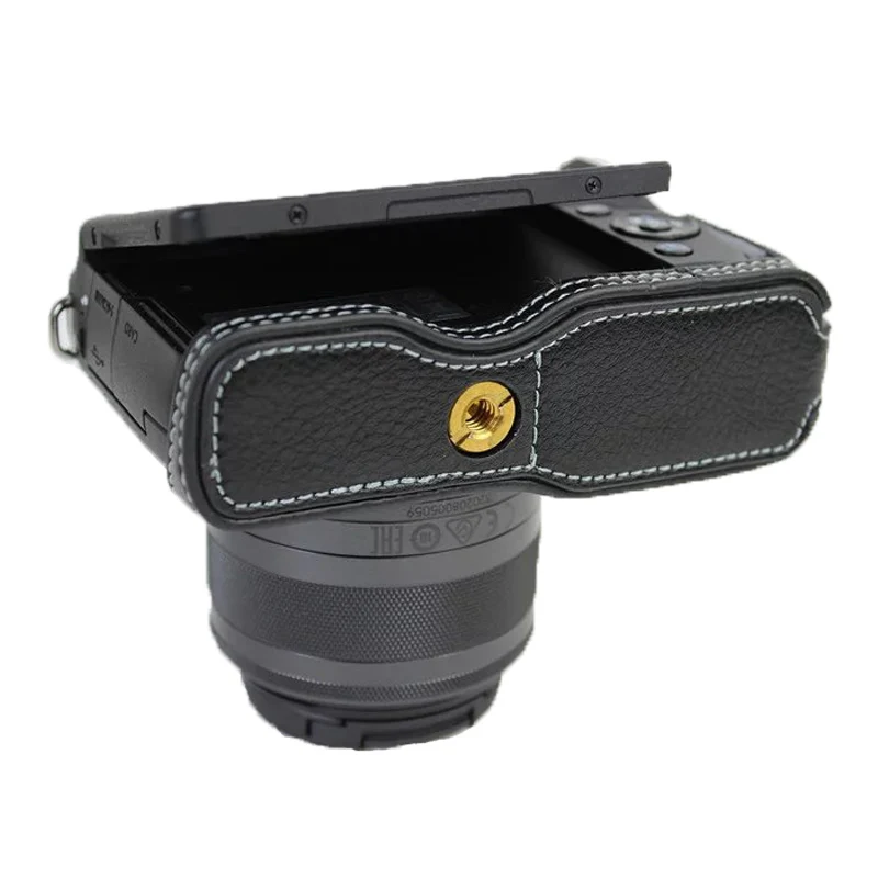 Nuova Custodia Per Fotocamera In Vera Pelle Mezzo Corpo Per Canon Eos M10 Eos M100 M200 Borsa Per Fotocamera