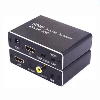 

4Kx2K HDMI Audio Extractor Support ARC/3D + Optical TOSLINK SPDIF 5.1 ARC HDMI Audio Extractor Splitter HDMI To Audio Extractor