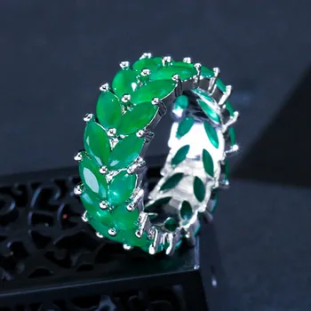 

Hot sale green and white color full CZ Ring Luxurious Fashionable Elegant Lady Crystal Ring Accessories for women jewelry