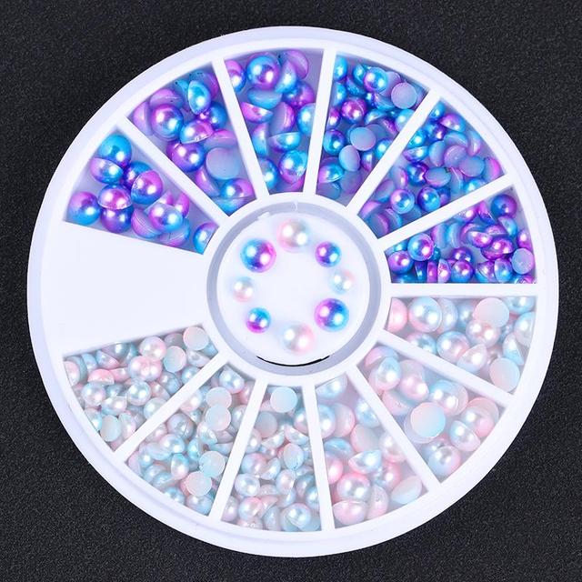 Gold Geometry Rivet Alloy Nail Studs Chameleon Stone Nail Rhinestone Small Irregular Beads 3D Nail Art Decoration In Wheel