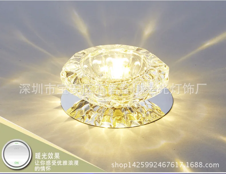 Современный Led3w прожекторы гостиная встроенный потолочный Хрустальный прихожей потолочное освещение коридора огни Начинающий светильник затемнения