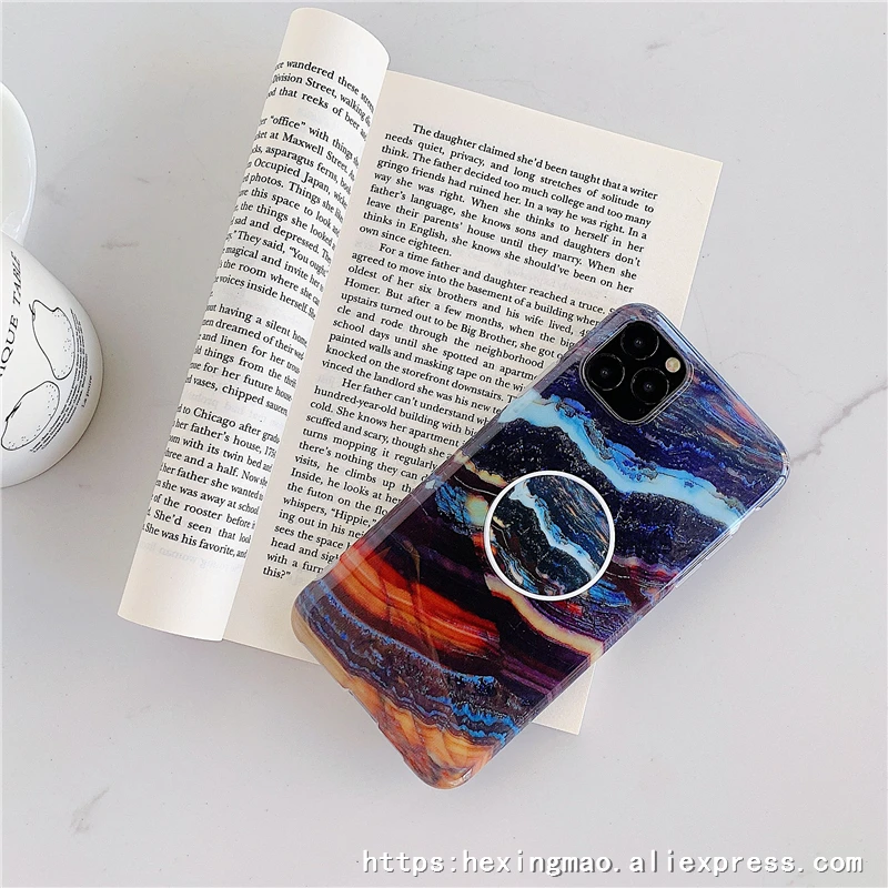 Модный Цветной мраморный чехол для телефона для iphone 11promax XR XAMAX чехол для iphone 6 7 8 Plus геометрический комбинированный чехол s с кольцом