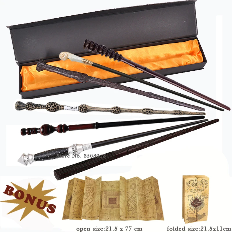 Harries Potters Magic Wand Cosplay Dumbledore Voldemort Snape Hermione Malfoy Magic Wand with Harried Marauder's Map as Gift